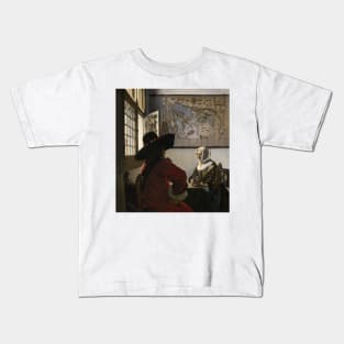 Officer and Laughing Girl by Jan Vermeer Kids T-Shirt